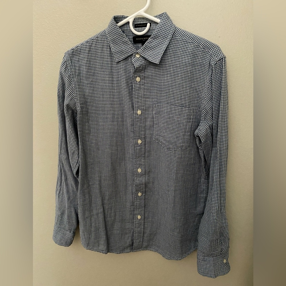 Banana Republic Men's Blue Checkered Shirt